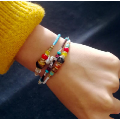 B-0993 2019 New Simple Bohemian Handmade Beaded Bracelet Bell Bangle Bracelet for Women Girl Gift Jewelry