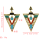 E-5617 Vintage Silver Gold Alloy Triangle Shape Earrings Enamel Rhinestone Drop Earring Women Party Jewelry