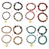 B-1005 4Pcs/Set Bohemian Acrylic Beaded Bracelets with Heart Pendant Women Charm Party Jewelry Gift