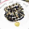 B-1005 4Pcs/Set Bohemian Acrylic Beaded Bracelets with Heart Pendant Women Charm Party Jewelry Gift