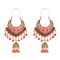 E-5712 Gold bell multicolor beads retro tassel earrings female ethnic style tassel hollow earrings gypsy jewelry.