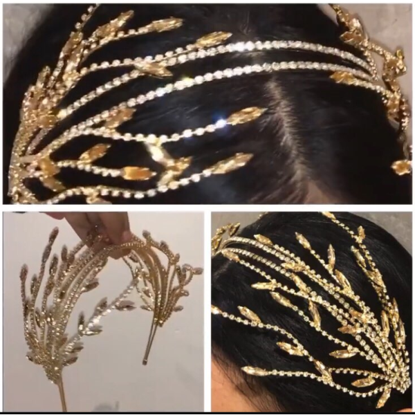 F-0755 Korean handmade shiny crystal tassel hair band headdress bridal dress accessories bridal Jewelry