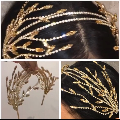 F-0755 Korean handmade shiny crystal tassel hair band headdress bridal dress accessories bridal Jewelry