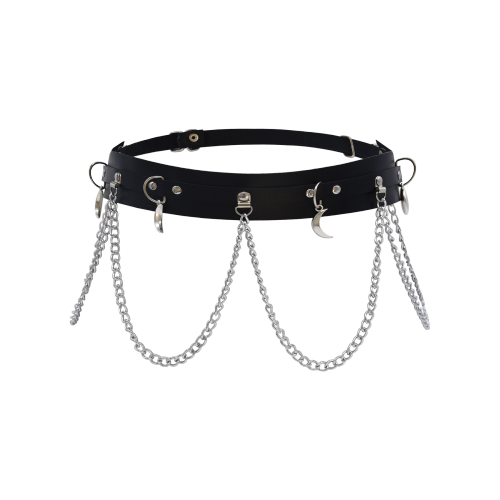 N-7436 Leather Body Harness Chain Belt Sexy black Body Chain women Straps Girls rave waist Jewelry Fashion Accessory