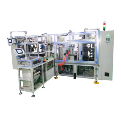 Four station with conveyor type automatic stator coil lacing machine
