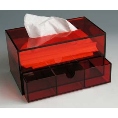 Acrylic tissue box with drawer
