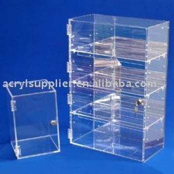 clear acrylic 4 tiers cosmetic display case with lock