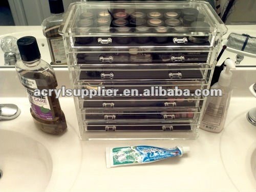 Home Cosmetic Clear Acrylic Case Holder with Drawer Rack Box Make up Box