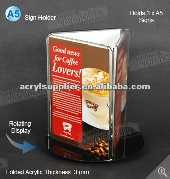 New Design!Rotating Clear Acrylic Menu Holder/Stand/Displaty
