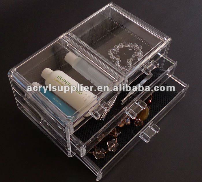 Jewelry/Cosmetic Clear Acrylic Case Holder 3 Drawer Rack Box Make up Box