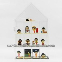 Acrylic tiered toy handicraft display case& Acrylic toy display shelf
