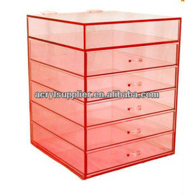 Acrylic Clear Cube Makeup Organizer 5 Drawers plus one w/ Lid Display