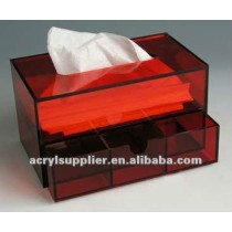 Colored acrylic tissue box with drawers