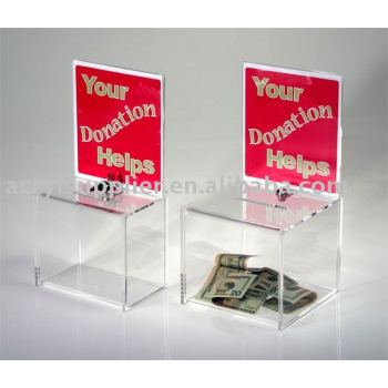Donation Box with Lock and Sign Holder