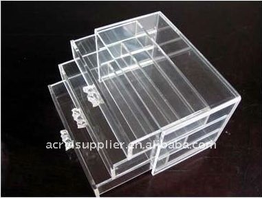 clear 3-tier acrylic mini cub makeup drawers
