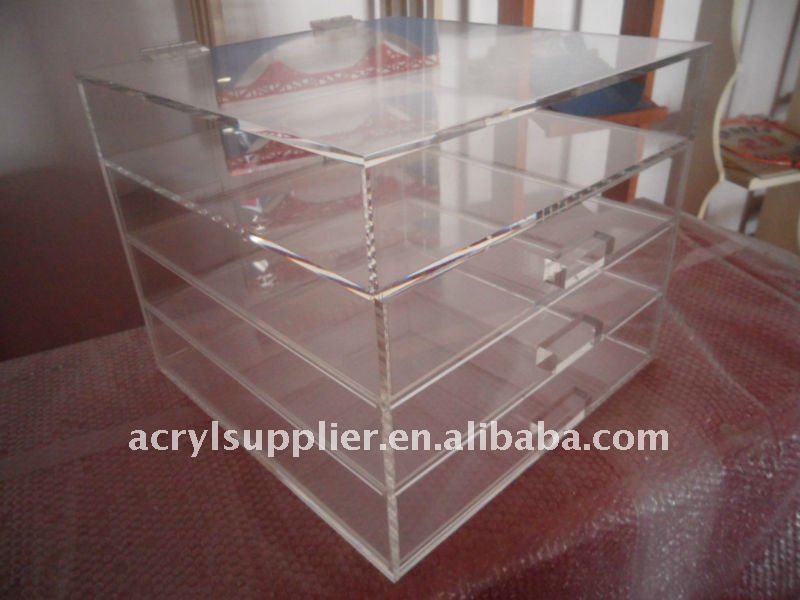 clear acrylic mini box drawers with Dividers /4-tier plastic drawer