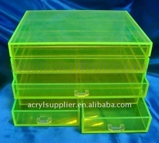 clear acrylic mini box 3-tier drawers with Dividers