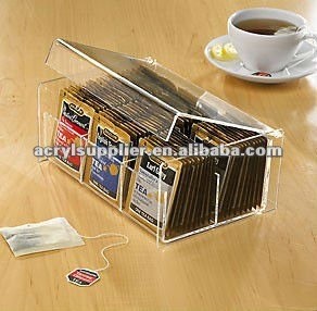 Rectangle Transparency Acrylic Tea Bag Box,Perspex Tea Bag Caddy,Plexiglass Tea Organizer
