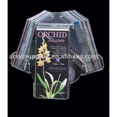 acrylic carousel brochure stands holder with 3 pockets