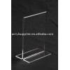 Tabletop clear T-shaped acrylic sign holder with brochure