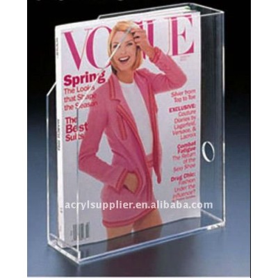 A4 transparent r acrylic brochure holder with twe compartments