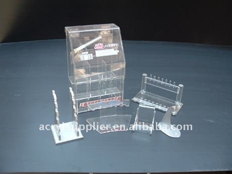 Acrylic cosmetic display sign holder for brush