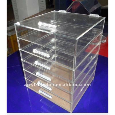 Acrylic drawers makeup organizer with lid