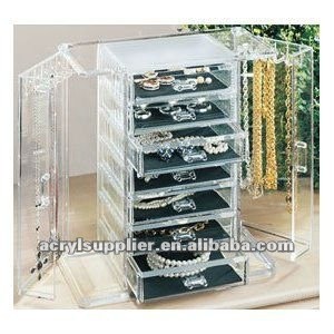 Acrylic Deluxe Jewel Box - 7-Drawer Jewelry Chest With Necklace Keeper