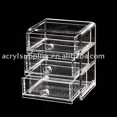 acrylic jewelry box with 3 drawers