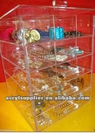 clear acrylic jewellery display box with five drawers