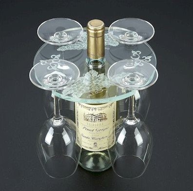 acrylic wine rack with glass holder