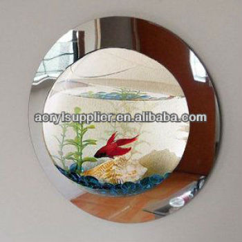 Fashion Mirror edge clear acrylic mini wall mounted fish tank