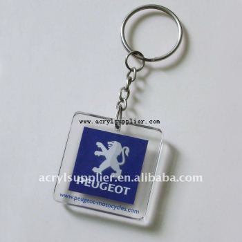 Cube acrylic crafts with plastic keychain for souvenir