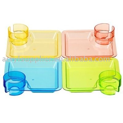Party Pal Acrylic Party Plates with Drink Holder in any Colors
