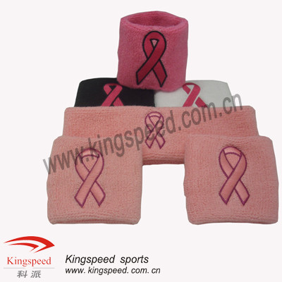 Pink Ribbon Wristband Sweatband