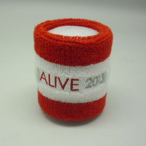 Red-white cotton embroidery sweatband