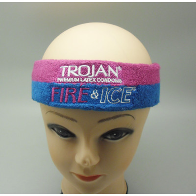Double color cotton headband with double logos