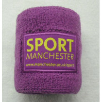 Purple cotton sweatband with woven label