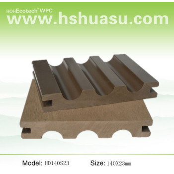 140x23mm grooved wood plastic composite decking