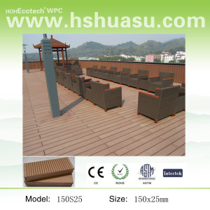 150x25mm wood plastic composite decking