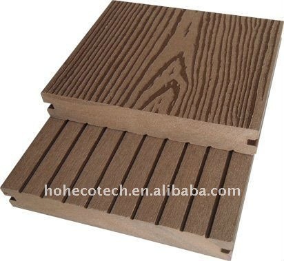 Grooved surface WPC decking tiles wood plastic composite flooring