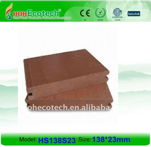 Solid design 138*23mm WPC wood plastic composite decking/flooring (CE, ROHS, ASTM, ISO 9001, ISO 14001,Intertek) wpc wooden deck