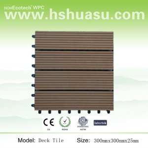 with plastic base-wood color vinyl deck tile