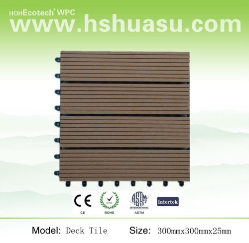 with plastic base-wood color vinyl deck tile