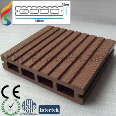 New recycling HDPE Wood plastic vinyl outdoor decking/flooring with grooved side