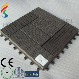 interlocking plastic base wpc garden tile