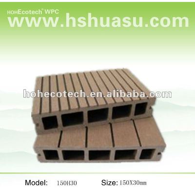 HDPE plastic & wood exterior WPC hollow decking 150*30mm