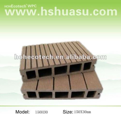 HDPE plastic &amp; wood exterior WPC hollow decking 150*30mm