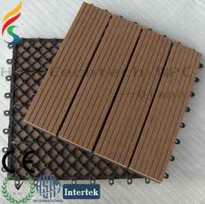 interlocking plastic base composite deck tiles
