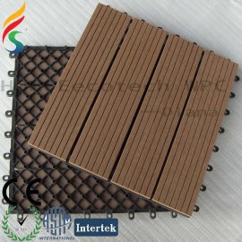 interlocking plastic base composite deck tiles